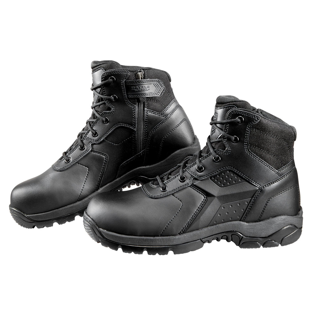 BATTLE OPS 6 INCH WATERPROOF BLACK TACTICAL BOOT SIDE ZIP COMP