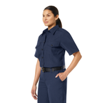 WORKRITE WOMEN'S CLASSIC SHORT SLEEVE FIRE CHIEF SHIRT - NAVY