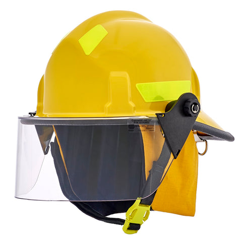 Cairns 360S, yellow, 4" Standard Faceshield, Economy Flannel Liner, Nomex Earlap, Nomex Chinstrap w/ Quick Release, Lime/Yellow Reflexite, Tetrabar